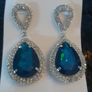 Something Blue? New Elegant Bridal Blue and Silver Teardrop Earrings